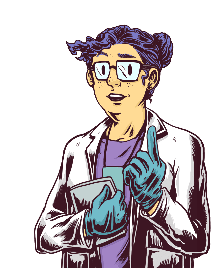 drawing of a scientist